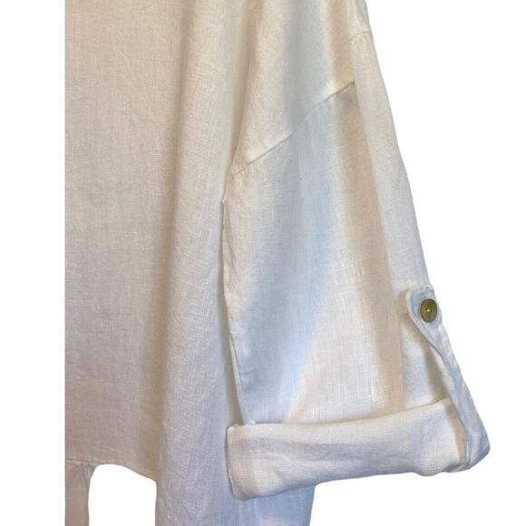 Bellambra White Eyelet 100% Linen Tunic Top Oversized Ruffled Made In Italy - Picture 4 of 11